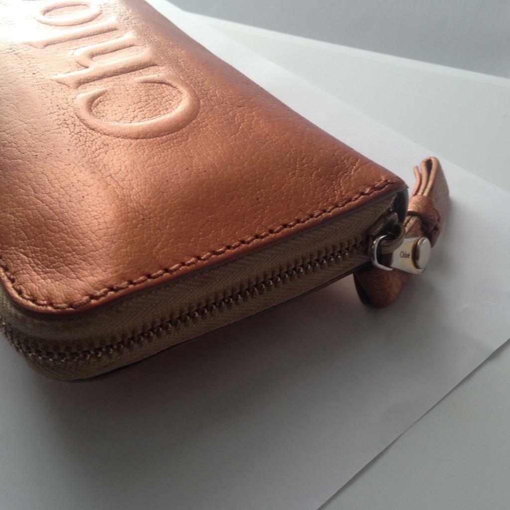 Authentic Chloe, Metallic Copper Zippy Long Wallet 7in x 4in