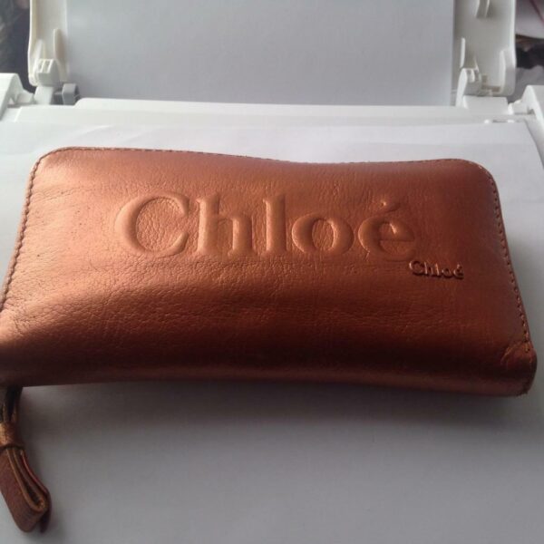 Authentic Chloe, Metallic Copper Zippy Long Wallet 7in x 4in