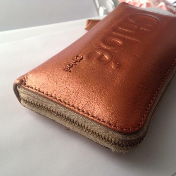 Authentic Chloe, Metallic Copper Zippy Long Wallet 7in x 4in