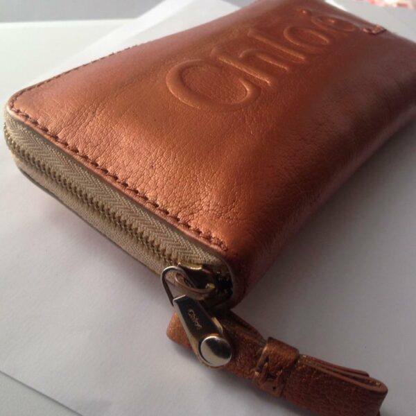 Authentic Chloe, Metallic Copper Zippy Long Wallet 7in x 4in