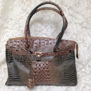 Vintage, Vicceli Italy, Large Crocodile Embossed Leather Handbag 15inx11inx 5in