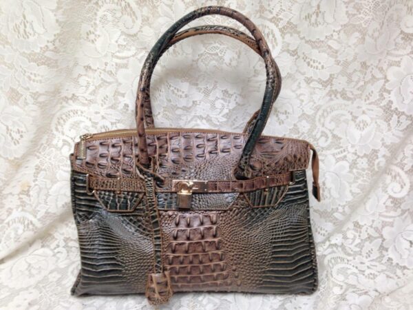 Vintage, Vicceli Italy, Large Crocodile Embossed Leather Handbag 15inx11inx 5in