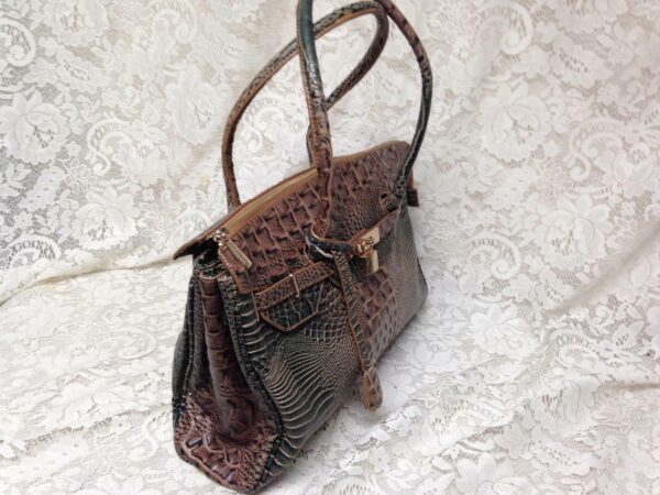 Vintage, Vicceli Italy, Large Crocodile Embossed Leather Handbag 15inx11inx 5in