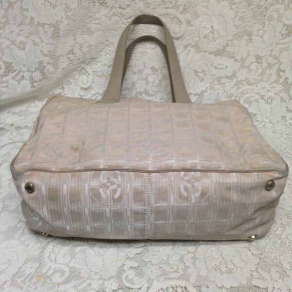 Chanel Travel Line Nylon Beige MM Tote 10in H x 13in L x 6in W