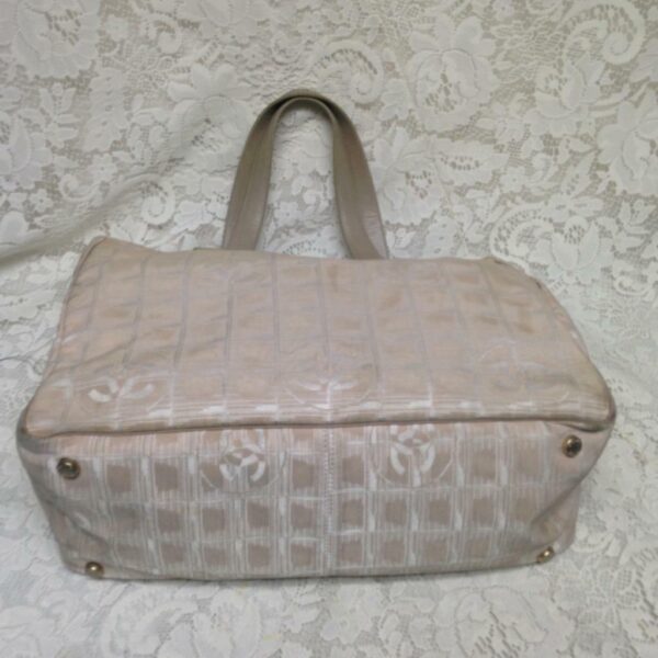 Chanel Travel Line Nylon Beige MM Tote 10in H x 13in L x 6in W