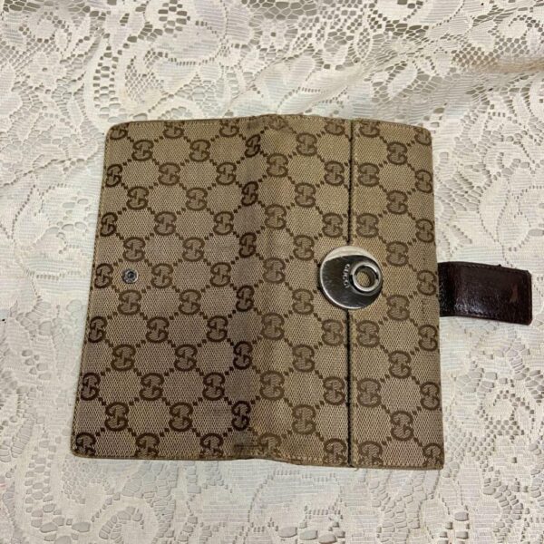 Authentic, Gucci Brown Canvas Long Bi-fold Wallet 7.5in x 4in