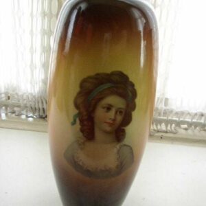 Antique, Royal 417, Large, 12.5in H, Whiteware Cameo Portrait Art Pottery Vase