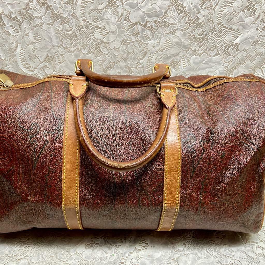 Vintage, Rare, Etro, Italy Burgundy Paisley Speedy 50 Luggage 20in x 10in x 10in