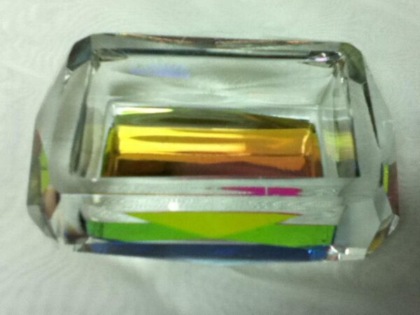 Vintage, Rectangular, Humming Bird, Iridescent Glass Crystal Trinket Box