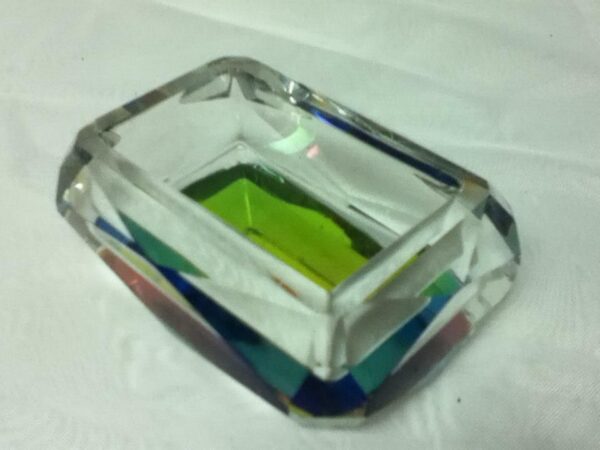 Vintage, Rectangular, Humming Bird, Iridescent Glass Crystal Trinket Box