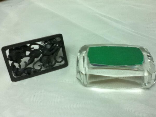 Vintage, Rectangular, Humming Bird, Iridescent Glass Crystal Trinket Box