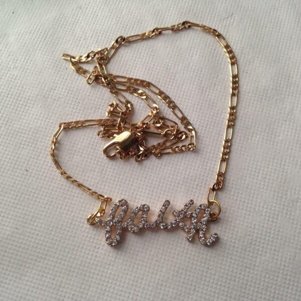 Authentic, "Faith" Gold Tone Charm Chain Necklace