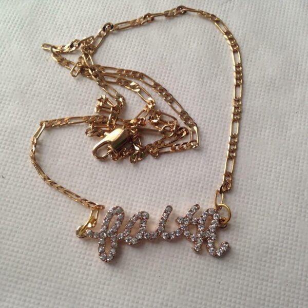 Authentic, "Faith" Gold Tone Charm Chain Necklace