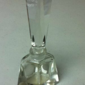 Art Deco Triangular Shaped, Clear Glass Perfume or Scent Bottle with Lid