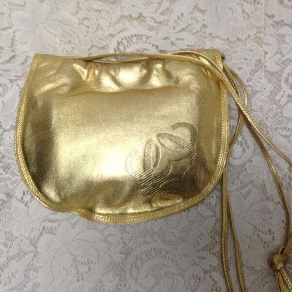 Authentic Loewe, Spain Gold Genuine Leather Hand-Shoulder Bag 10in x 8in x 4in