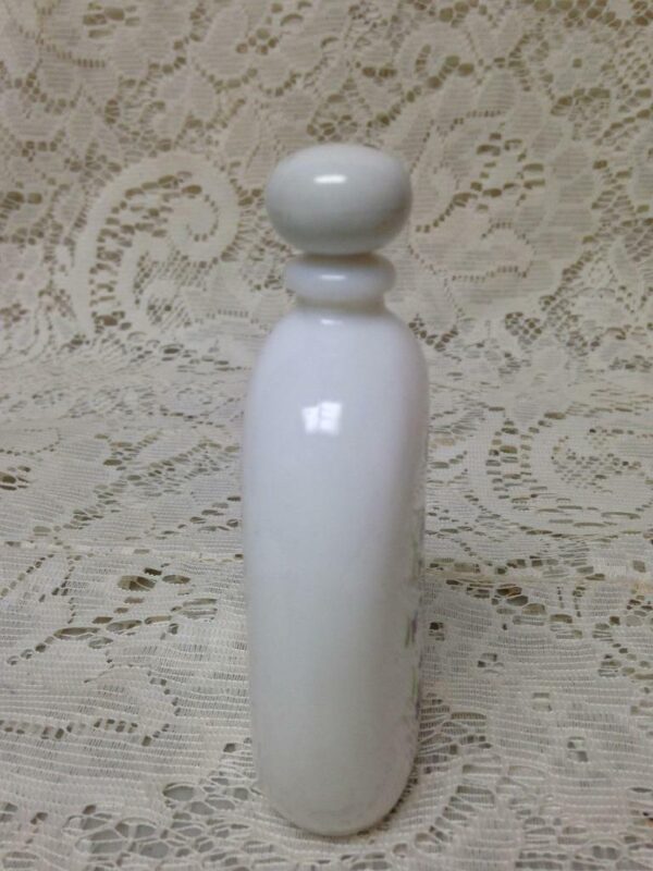 Vintage, Milk Glass, 4in H x 2 1/3in W Perfume Bottle with Painted Violets