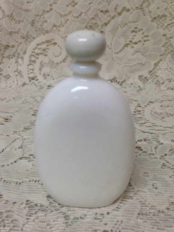 Vintage, Milk Glass, 4in H x 2 1/3in W Perfume Bottle with Painted Violets