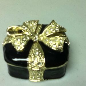 Beautiful, Black and Gold Enamel on Metal, Trinket, Gift or Engagement Ring Box