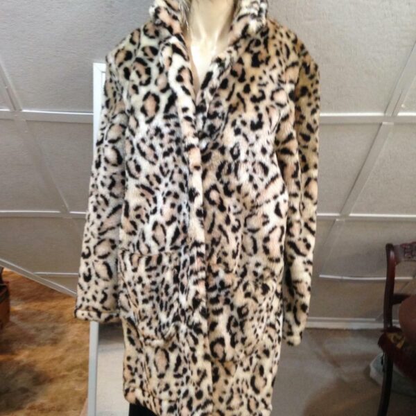 Vintage Faux Fur Leopard Dress Coat (M-L)