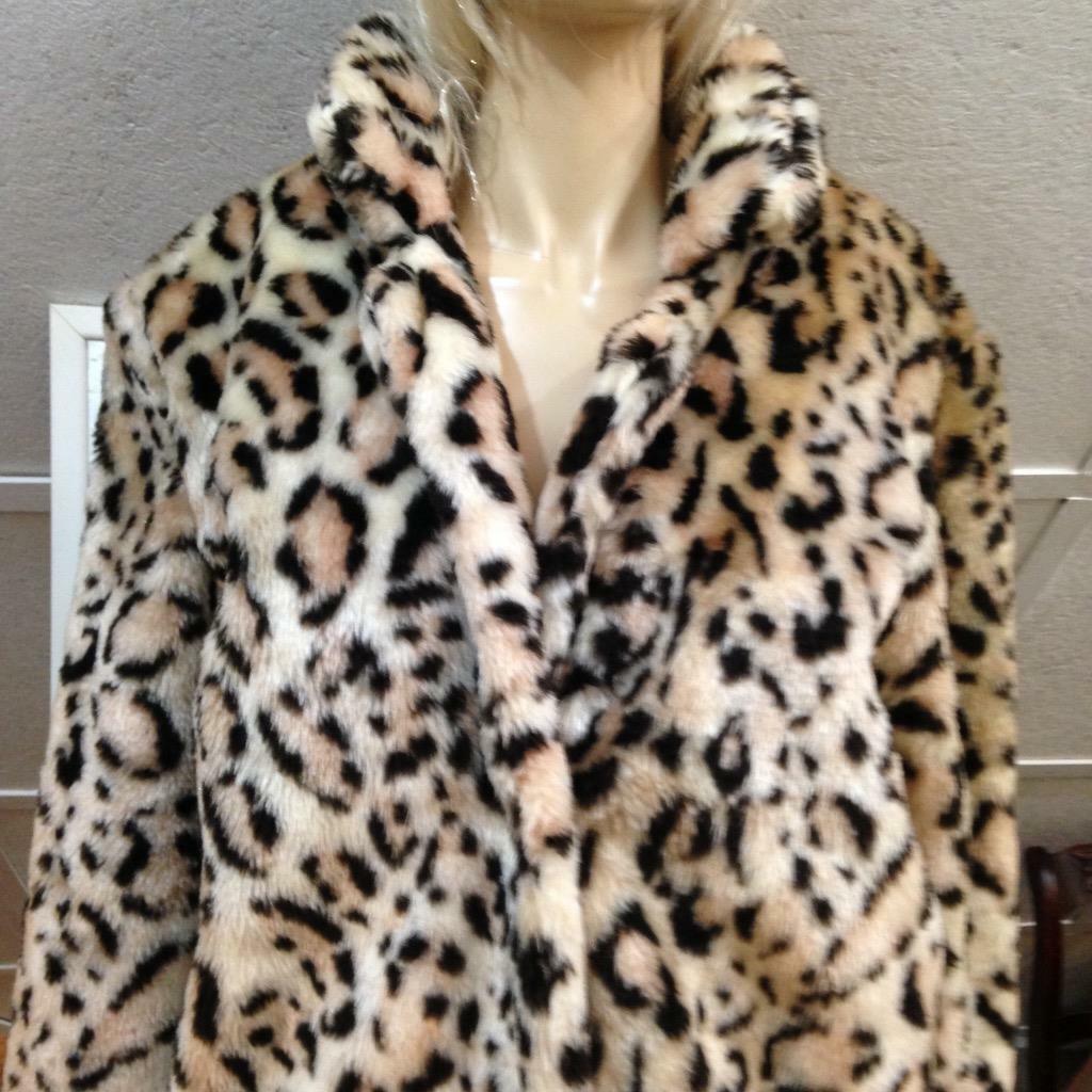 Vintage Faux Fur Leopard Dress Coat (M-L)