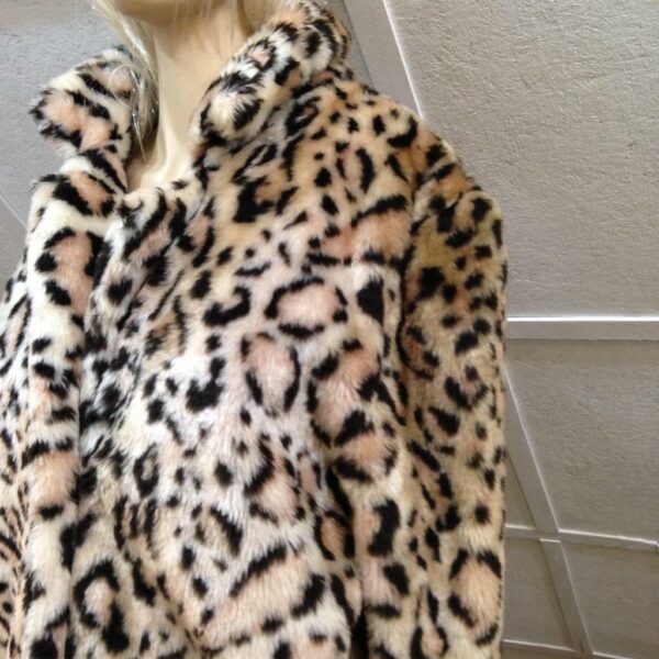 Vintage Faux Fur Leopard Dress Coat (M-L)