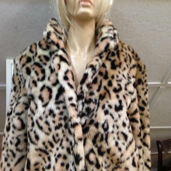 Vintage Faux Fur Leopard Dress Coat (M-L)