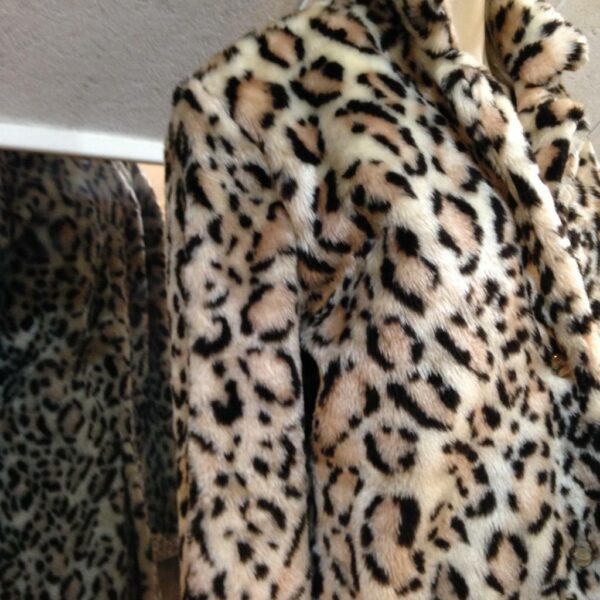 Vintage Faux Fur Leopard Dress Coat (M-L)