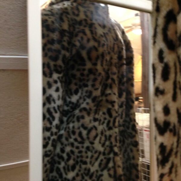 Vintage Faux Fur Leopard Dress Coat (M-L)