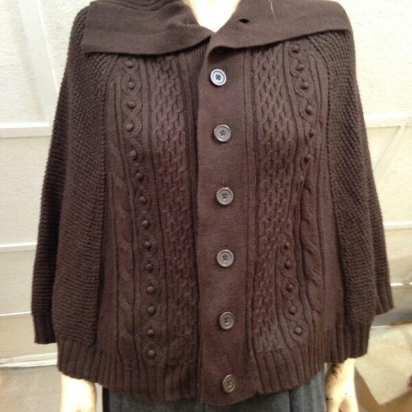 Vintage Dialogue Brown Swing, Sweater, Shawl Cape (OS)