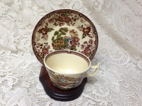 Vintage, Royal Staffordshire, England,Variant Gaudy Blue Willow Cup and Saucer