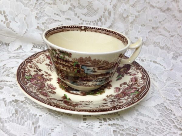 Vintage, Royal Staffordshire, England,Variant Gaudy Blue Willow Cup and Saucer