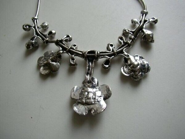 Fabulous, One of a Kind, Custom Made, Silver-toned Linked Floral Necklace