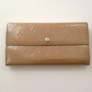 Louis Vuitton Tan Brown Vernis Mono Bi-fold Long Wallet 7.5in x 4in( TH0076)