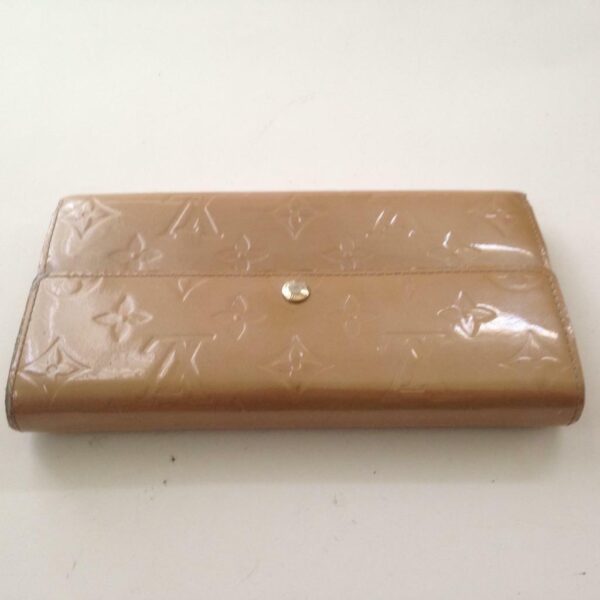 Louis Vuitton Tan Brown Vernis Mono Bi-fold Long Wallet 7.5in x 4in( TH0076)