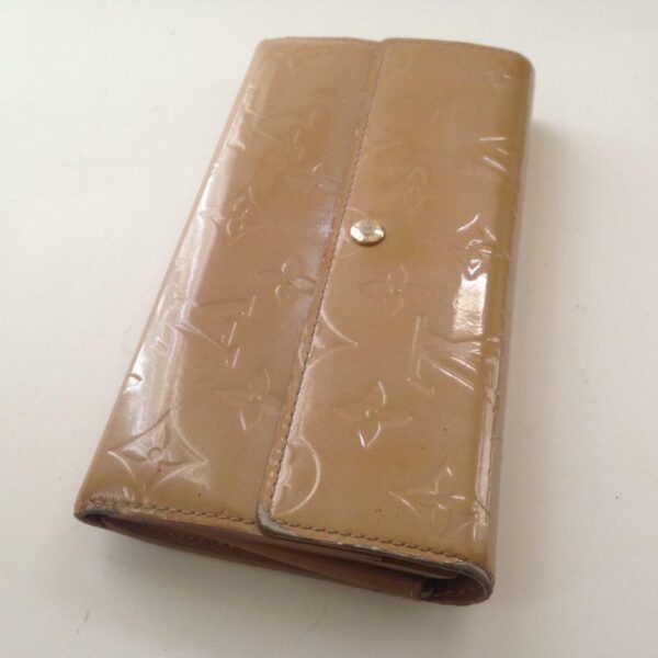 Louis Vuitton Tan Brown Vernis Mono Bi-fold Long Wallet 7.5in x 4in( TH0076)