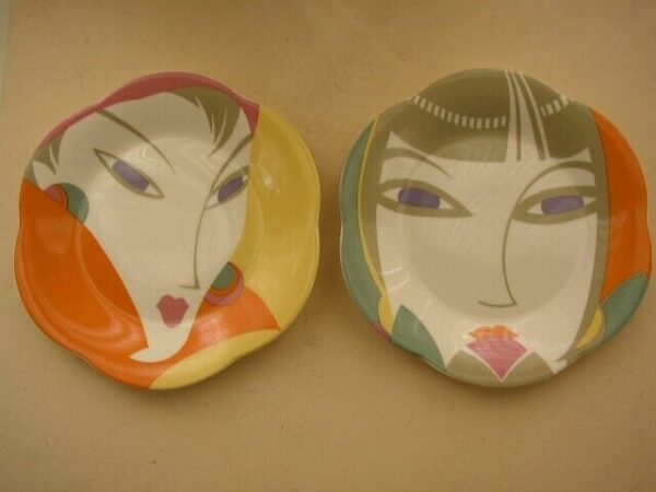 Larry Lasco, Pair of Art Deco Style Portrait Collectible Art Plate-2