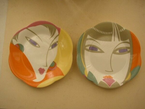 Larry Lasco, Pair of Art Deco Style Portrait Collectible Art Plate-2