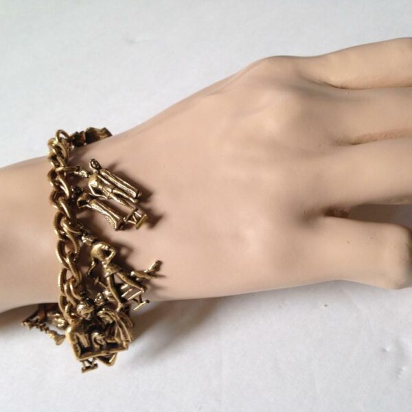 Vintage, Rare, Coro, Gold Plated, 10 Commandments Charm Bracelet, 7in L