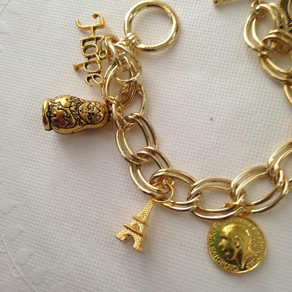 Gold Tone, 7pc Charm Bracelet or Handbag Charm