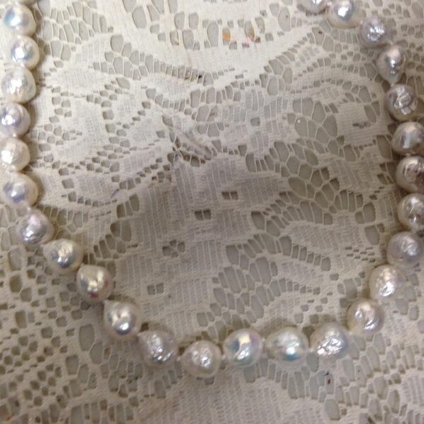 Beautiful, Real Iridescent White Pearls, 16in Choker-Necklace