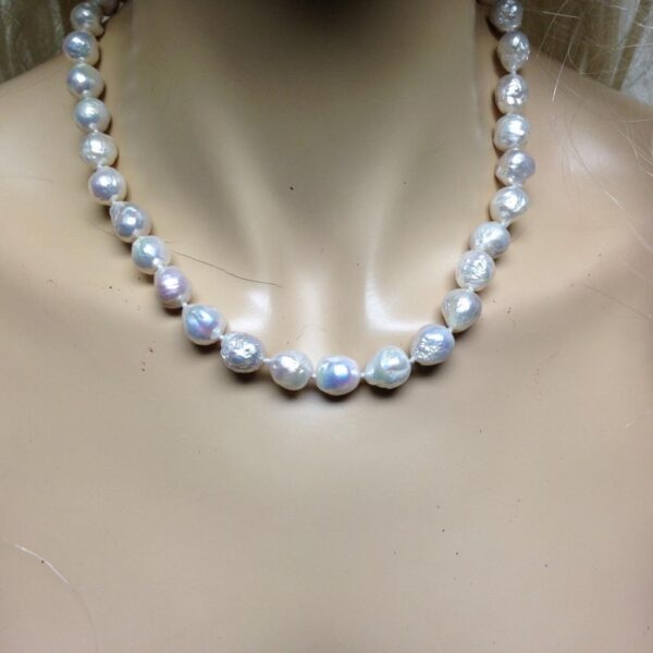 Beautiful, Real Iridescent White Pearls, 16in Choker-Necklace