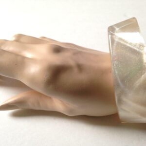 Beige, Chunky, Lucite 8.5in x 1in W Bangle-Bracelet