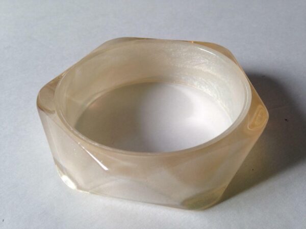 Beige, Chunky, Lucite 8.5in x 1in W Bangle-Bracelet