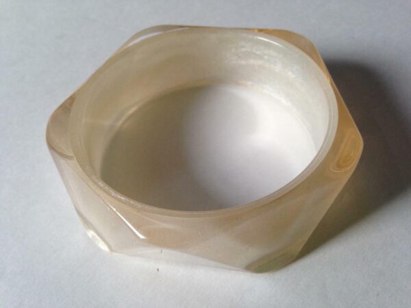 Beige, Chunky, Lucite 8.5in x 1in W Bangle-Bracelet