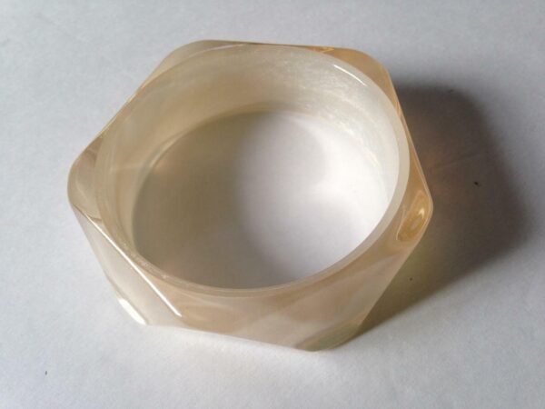 Beige, Chunky, Lucite 8.5in x 1in W Bangle-Bracelet