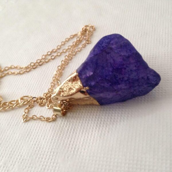 Stunning, Gold Tone, Faux Amethyst Nugget Pendant Necklace