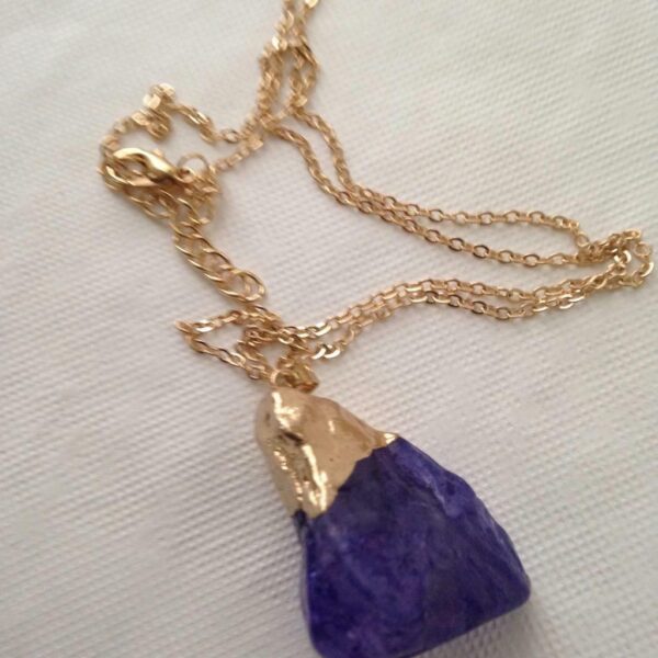 Stunning, Gold Tone, Faux Amethyst Nugget Pendant Necklace