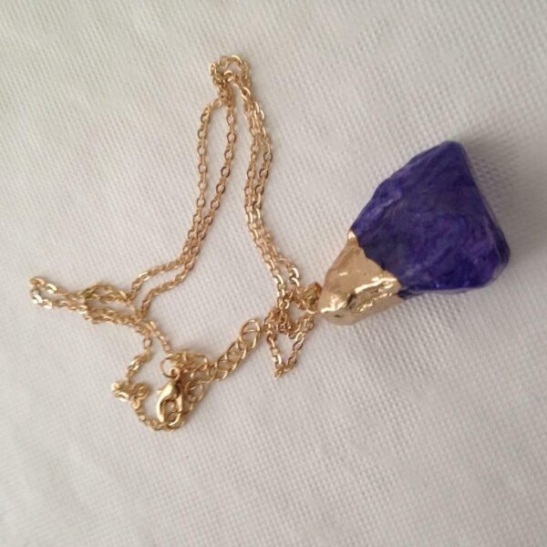 Stunning, Gold Tone, Faux Amethyst Nugget Pendant Necklace