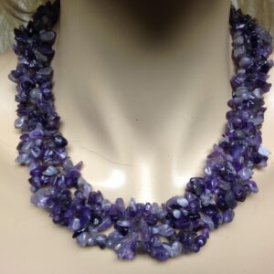 Elegant, Amethyst Chips 18in Beaded Necklace (B)