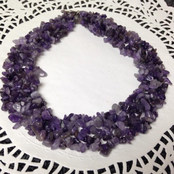 Elegant, Amethyst Chips 18in Beaded Necklace (B)